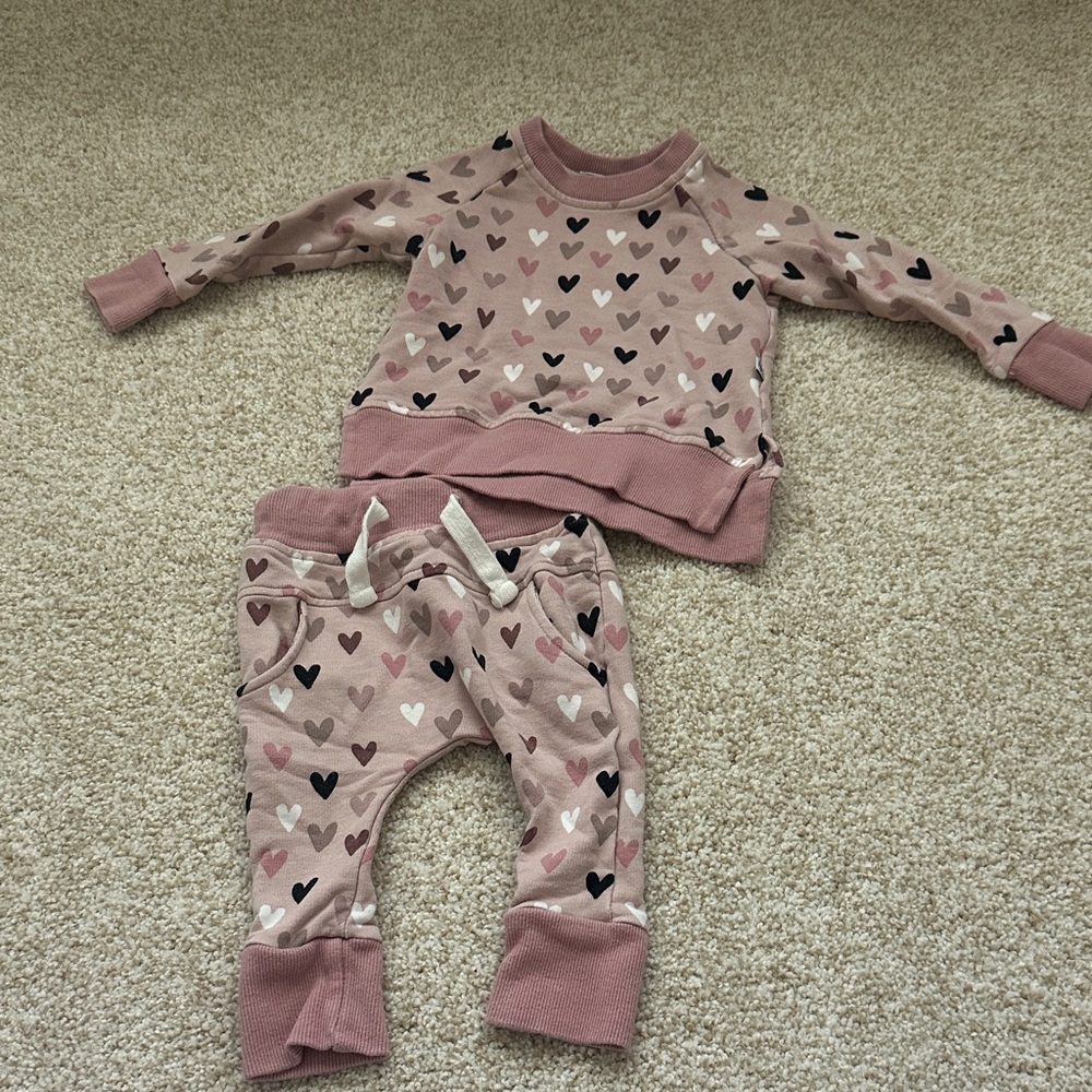 Heart Pattern Kids Matching Set 3-6m